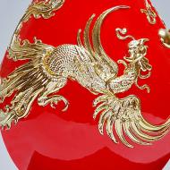 【龙凤呈祥玉壶春 】中国红漆线雕 结婚送礼陶瓷风水摆件 客厅酒柜架子工艺品 31cm
